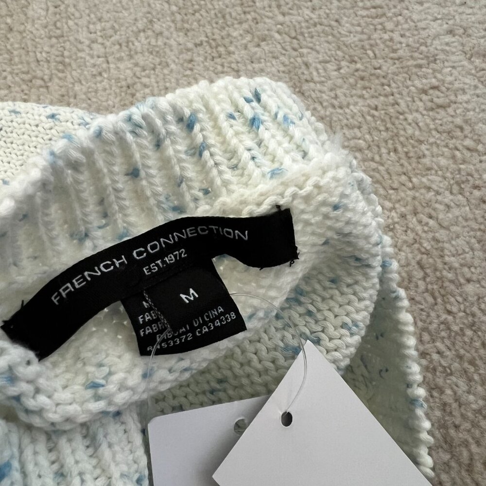 NWT French Connection Nevanna Scallop Hem Cotton Crewneck Sweater M - Picture 2 of 11